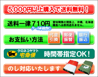 送料一律710円、5000円以上お買い上げで送料無料です。
