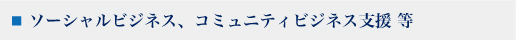 ソーシャルビジネス、コミュニティビジネス支援 等