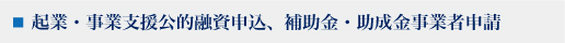 起業・事業支援公的融資申込、補助金・助成金事業者申請